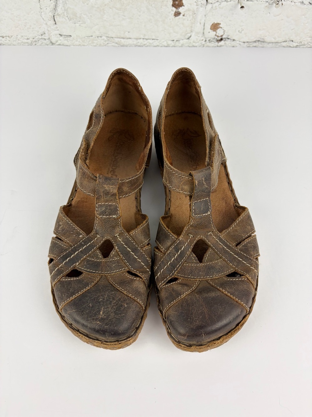 Josef Seibel Rosalie 29 Brown Leather Closed Toe Mary Jane Sandals 39 - Picture 2 of 11